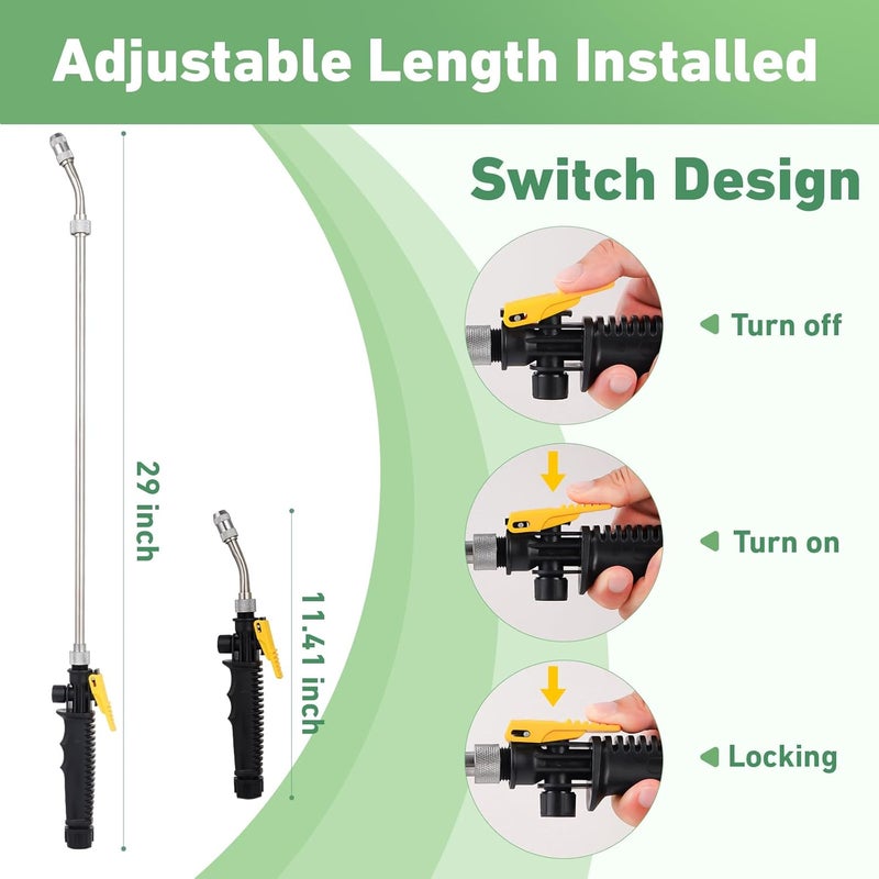 JINIOHEE 29 Inch Spray Wand for Water Pumps, Backpack Sprayer Set Include Hose Quick Connector and 1.2m Hose, Adjustable Nozzle Sprayer Wand Replacement with Built in Shut Off Valve - Image 4
